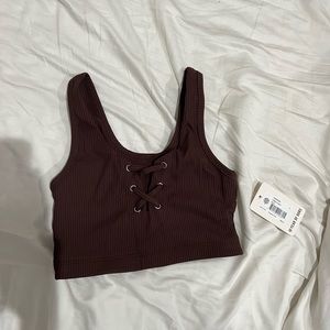 NWT Brown Ribbed Year of Ours Sports Bra